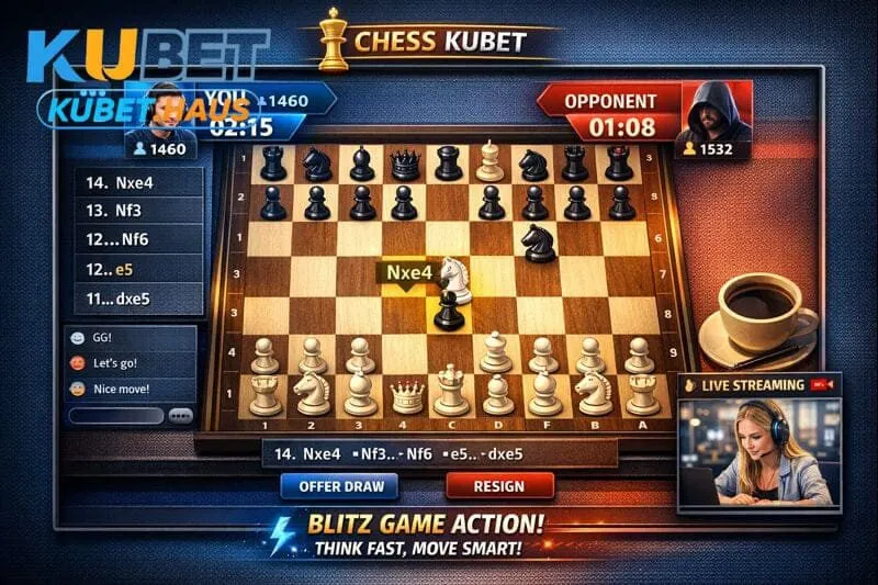 Ván cờ nhanh tại Chess Kubet – nơi các game thủ phải đưa ra quyết định chiến thuật nhanh 